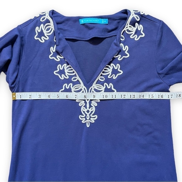 Tori Richards Periwinkle Blue Embroidered Shift Dress sz S - Picture 6 of 11